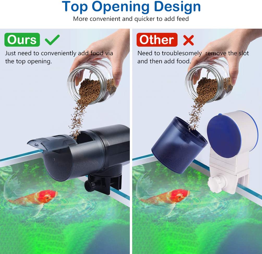 Barkmew Moisture-Proof Electric Automatic Fish Feeder for Aquarium or Fish Tank with Fish Food Dispenser 200ML