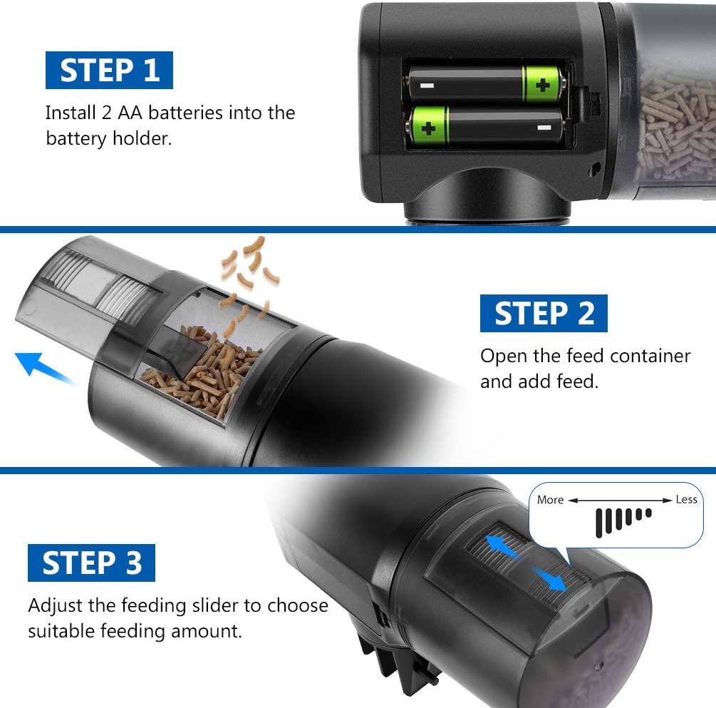 Barkmew Moisture-Proof Electric Automatic Fish Feeder for Aquarium or Fish Tank with Fish Food Dispenser 200ML