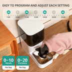 Automatic Cat & Dog Timed Feeder with APP Control & Food Dispenser with Stainless Steel & Lock Lid, Up to 20 Portions 10 Meals Per Day, 30S Voice Recorder, 4L Programmable