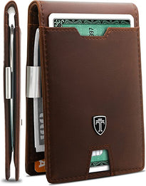 TRAVANDO Mens Slim Wallet with Money Clip AUSTIN RFID Blocking Bifold Credit Card Holder