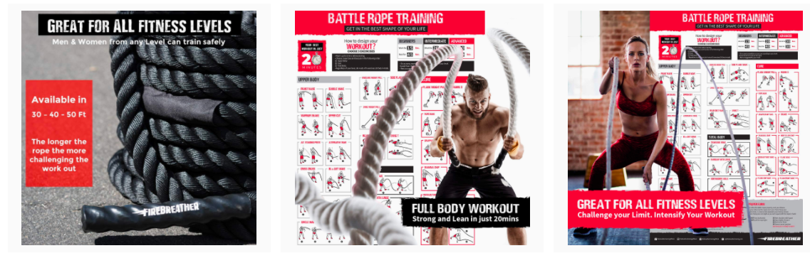 Battle Ropes with Foldable Poster and Anchor Kit