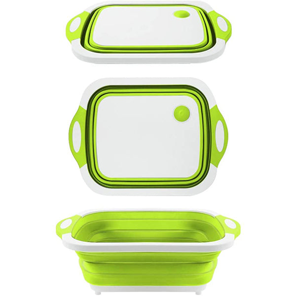 Collapsible Cutting Board with Colander