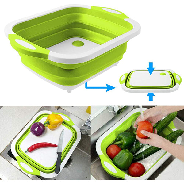 Collapsible Cutting Board with Colander