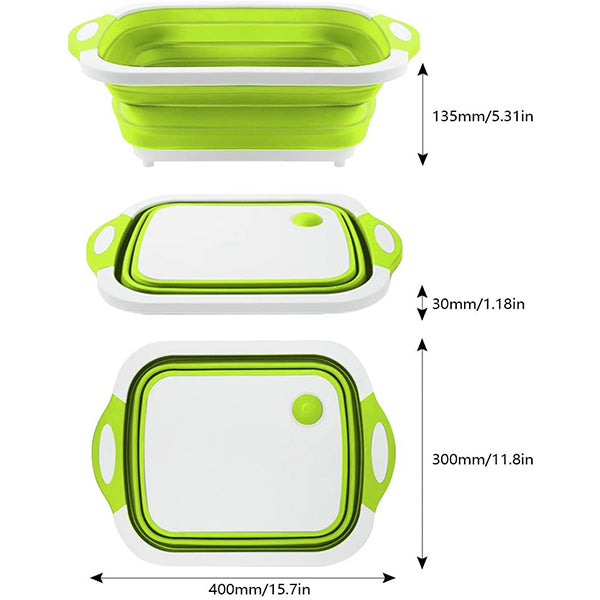 Collapsible Cutting Board with Colander