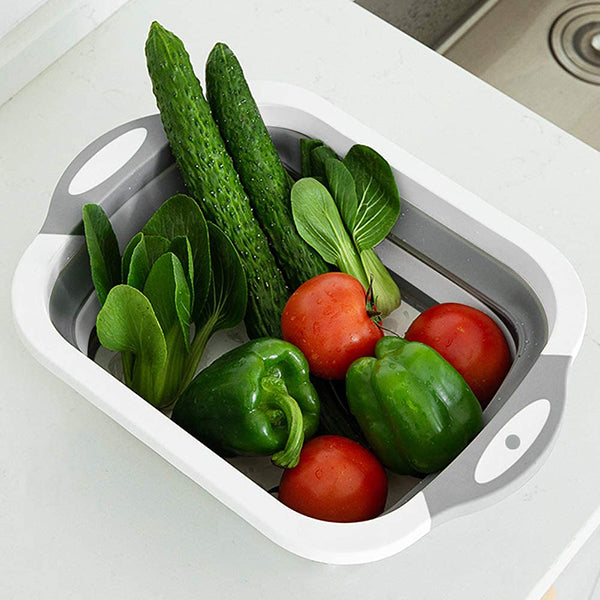 Collapsible Cutting Board with Colander
