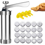 Stainless Steel Cookie Gun Set with 20 Cookie Discs and 4 Nozzles