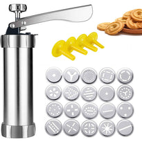 Stainless Steel Cookie Gun Set with 20 Cookie Discs and 4 Nozzles