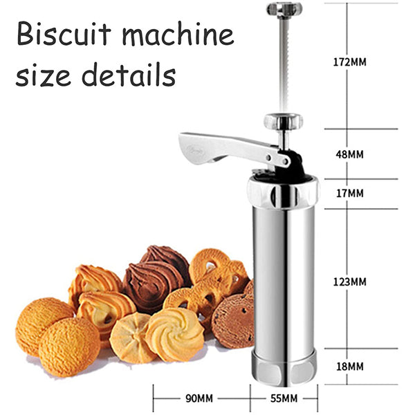 Stainless Steel Cookie Gun Set with 20 Cookie Discs and 4 Nozzles