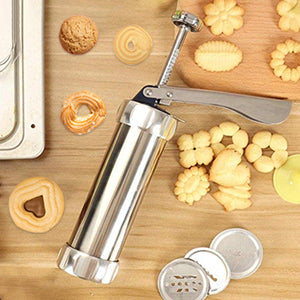 Stainless Steel Cookie Gun Set with 20 Cookie Discs and 4 Nozzles