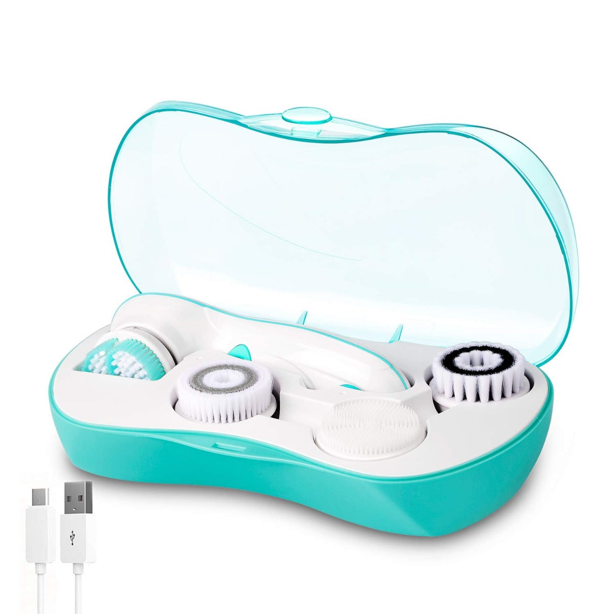 Rechargeable Facial Cleansing Spin Brush Set with 4 Exfoliation Brush Heads (Advanced Microdermabrasion) for Deep Scrubbing and Gentle Exfoliating