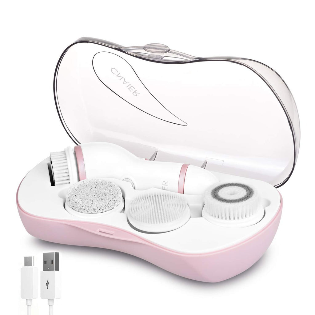 Rechargeable Facial Cleansing Spin Brush Set with 4 Exfoliation Brush Heads (Advanced Microdermabrasion) for Deep Scrubbing and Gentle Exfoliating