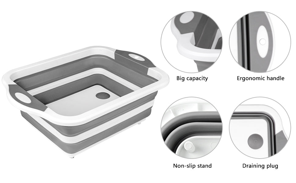 Collapsible Cutting Board with Colander