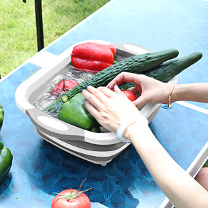 Collapsible Cutting Board with Colander
