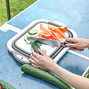 Collapsible Cutting Board with Colander