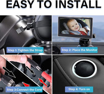 CooMees Baby Car Camera HD 5 Inch Monitor with clear Night Vision