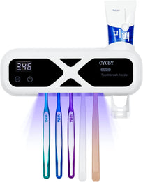 CYCBY Wall-Mounted Toothbrush Holder and Toothpaste Dispenser Blu-ray Toothbrush Cleaning Tool & USB Charging