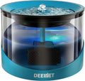 DEEIPET Cat Water Fountain, 2.2L/74oz with Filter, Adapter and Colorful LED Indicator for Cats, Dogs, and Small Pets