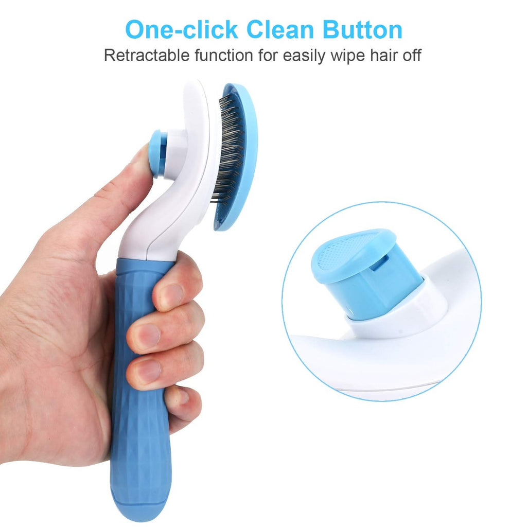 Depets Dog, Cat & Rabbit Self Cleaning Slicker Brush for Shedding and Grooming