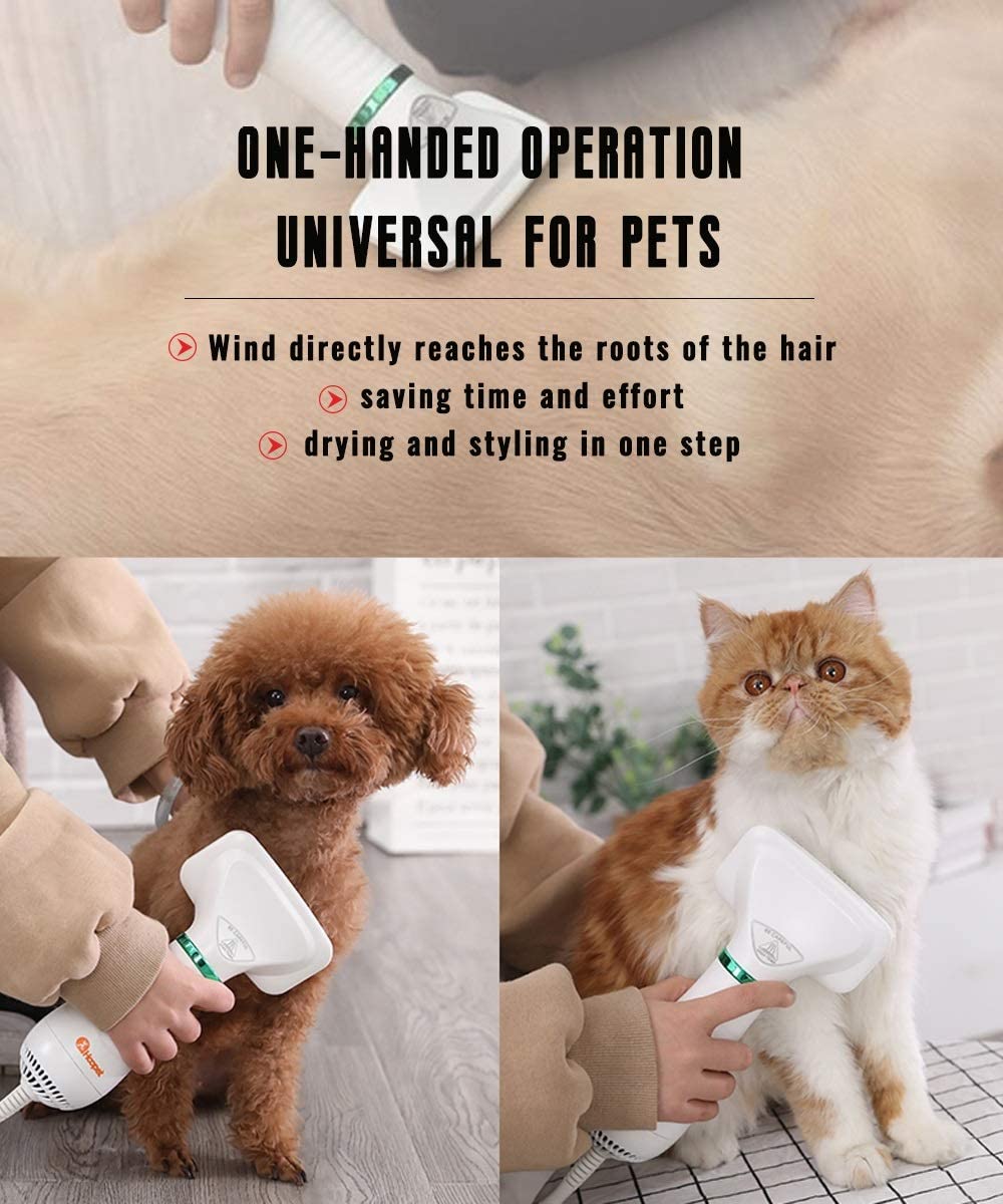 DIFEN 2 in 1 Portable Pet Hair Dryer with with Comb, Adjustable Temperature and Low Noise