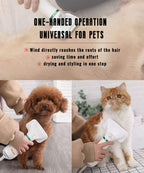 DIFEN 2 in 1 Portable Pet Hair Dryer with with Comb, Adjustable Temperature and Low Noise