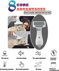 DIFEN 2 in 1 Portable Pet Hair Dryer with with Comb, Adjustable Temperature and Low Noise
