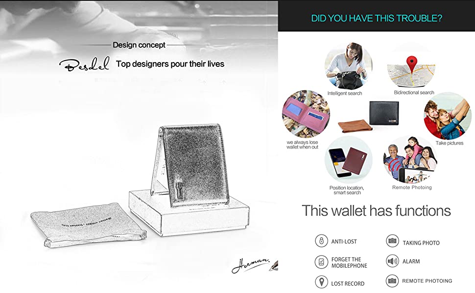 Cowhide Leather Anti-Lost  Purse