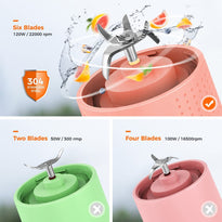 Mini Handheld Portable Blender 4000mAh USB Rechargeable with Six Blades, Sports, Travel, Gym (Orange)