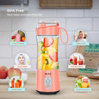 Mini Handheld Portable Blender 4000mAh USB Rechargeable with Six Blades, Sports, Travel, Gym (Orange)