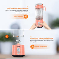 Mini Handheld Portable Blender 4000mAh USB Rechargeable with Six Blades, Sports, Travel, Gym (Orange)