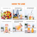 Mini Handheld Portable Blender 4000mAh USB Rechargeable with Six Blades, Sports, Travel, Gym (Orange)
