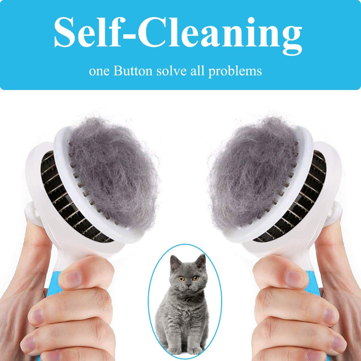 EMMiuss Dog & Cat Self Cleaning Slicker Brush for Shedding and Grooming