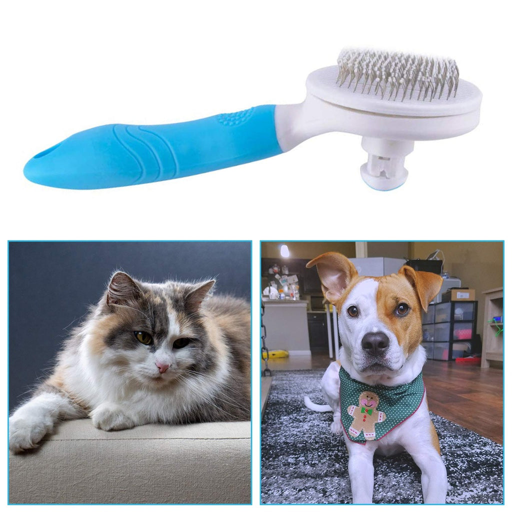 EMMiuss Dog & Cat Self Cleaning Slicker Brush for Shedding and Grooming