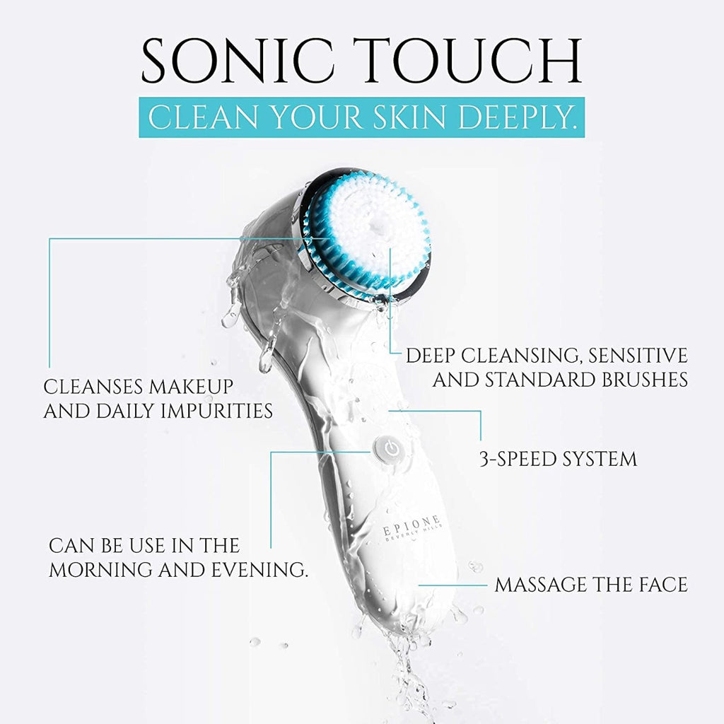 Epione 3-Speed Facial Cleansing Brush for Body & Face, Rechargeable & Water Resistant, Sonictouch