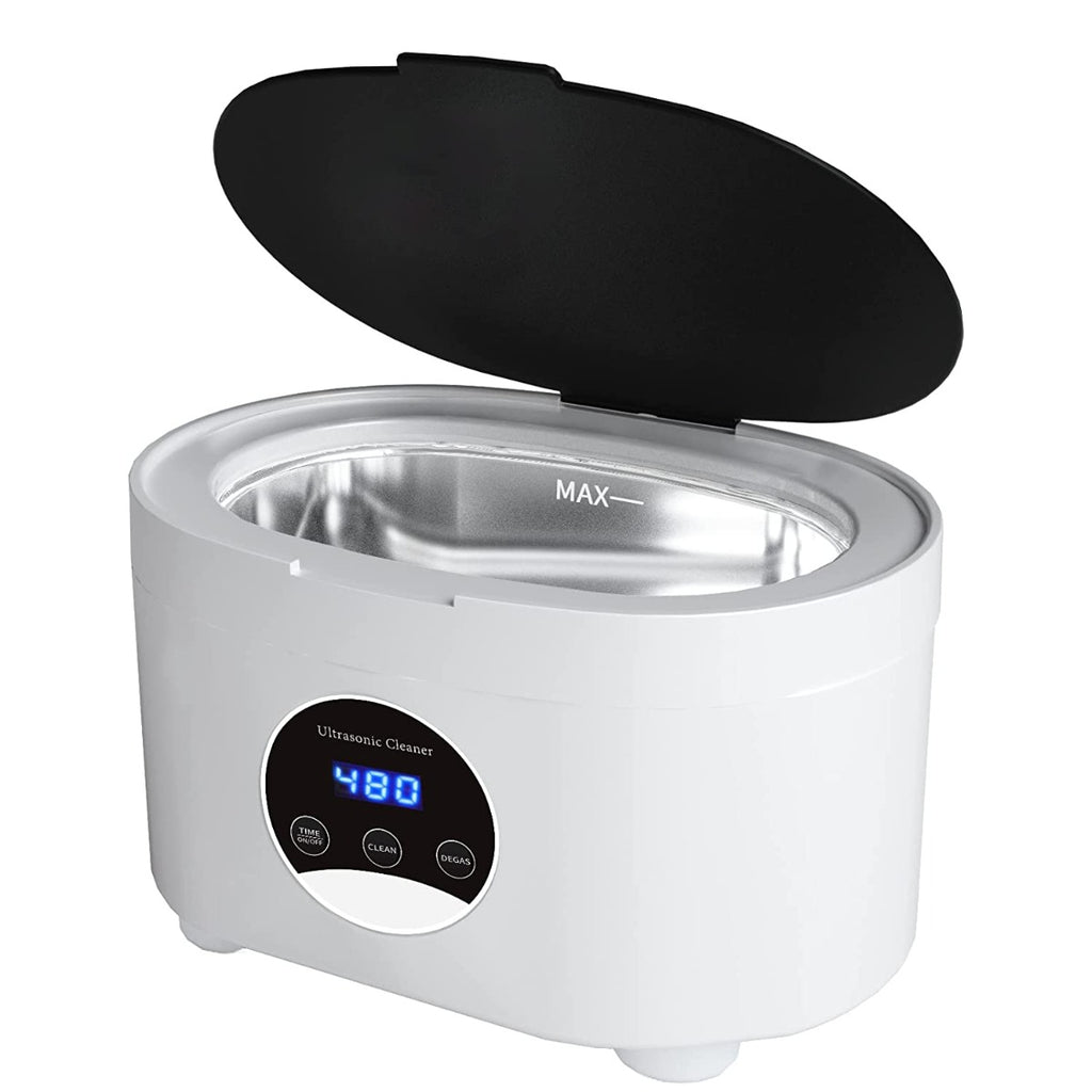 EXNICEXI Ultrasonic Jewelry Cleaner with Digital Timer 5 Timings, Basket, Watch Holder for Eyeglasses, Rings, Silvers, Coins 600ml (20oz)