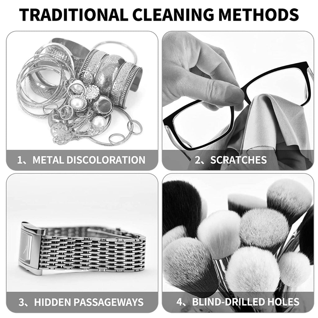 EXNICEXI Ultrasonic Jewelry Cleaner with Digital Timer 5 Timings, Basket, Watch Holder for Eyeglasses, Rings, Silvers, Coins 600ml (20oz)