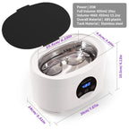 EXNICEXI Ultrasonic Jewelry Cleaner with Digital Timer 5 Timings, Basket, Watch Holder for Eyeglasses, Rings, Silvers, Coins 600ml (20oz)