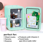 FaceTory Portable Mint Beauty Fridge (10-L / 12 Can) with Heat and Cool Capacity-Mint