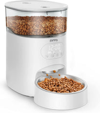 Faroro Automatic 4L Cat Feeder with Timer and Portion Control, Stainless Steel Bowl, Desiccant Bag and Voice Recording Up to 6 Meals per Day for Multiple Cats and Small Dogs