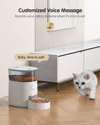 Faroro Automatic 4L Cat Feeder with Timer and Portion Control, Stainless Steel Bowl, Desiccant Bag and Voice Recording Up to 6 Meals per Day for Multiple Cats and Small Dogs