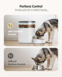 Faroro Automatic 4L Cat Feeder with Timer and Portion Control, Stainless Steel Bowl, Desiccant Bag and Voice Recording Up to 6 Meals per Day for Multiple Cats and Small Dogs