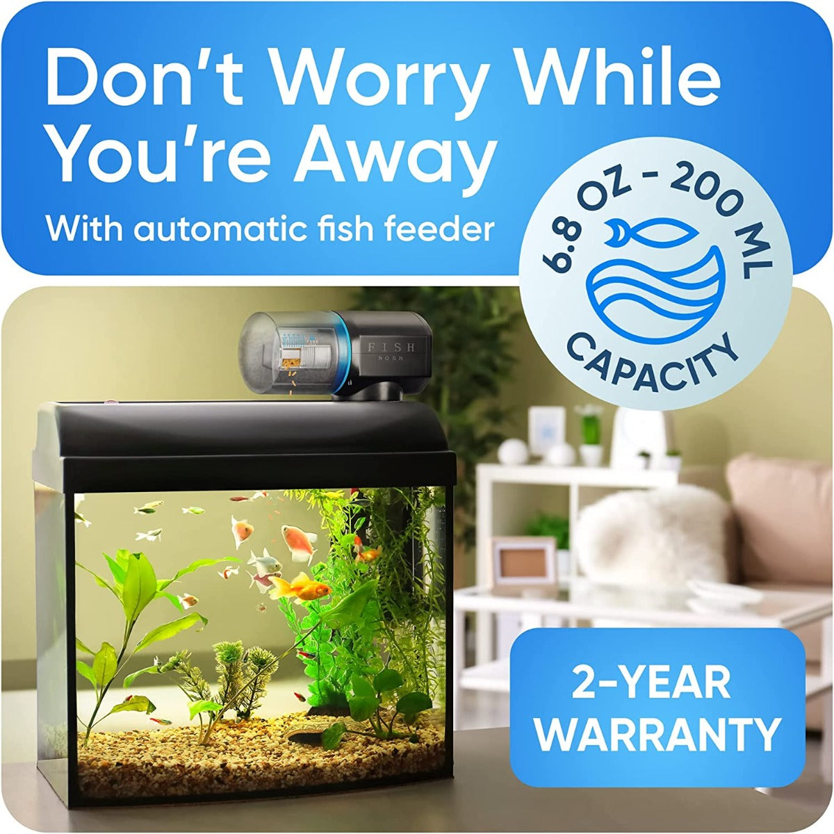 FISHNOSH Automatic Fish Feeder for Aquarium with Timer for Small Tank, Big Aquariums & Pond - Battery-Operated Feeders for Goldfish, Koi