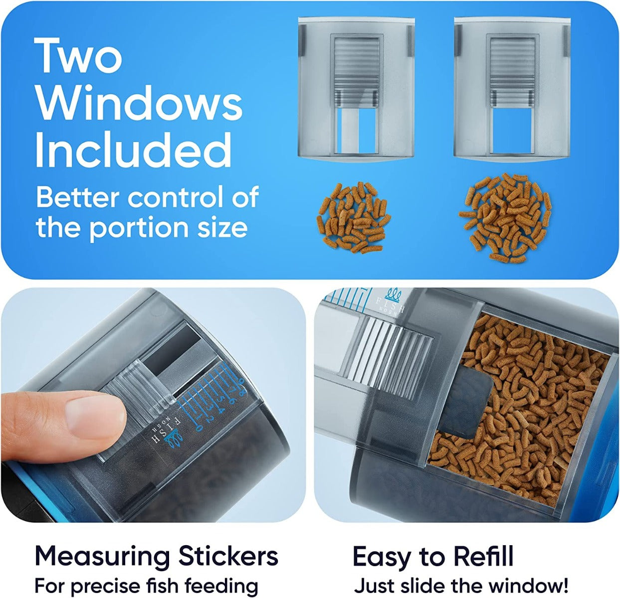 FISHNOSH Automatic Fish Feeder for Aquarium with Timer for Small Tank, Big Aquariums & Pond - Battery-Operated Feeders for Goldfish, Koi