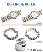 Fosmon Professional Ultrasonic Cleaner with Digital Timer (18 Preset Cycle, 600ML Stainless Steel Tank) for Eye Glasses, Watches, Earrings, Ring, Necklaces, Coins, Razors, Dentures