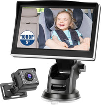 FPVERA 5 Inch 1080P Baby Car Camera with Monitor Infrared Lights 150° Wide View Night Vision