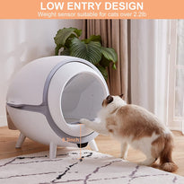 FRAPOW Self-Cleaning Automatic Cat Litter Box, No Scooping, Safety Protection Extra Large Cabin Weight Sensor APP Control Timer & Washable Cleaning Cabin