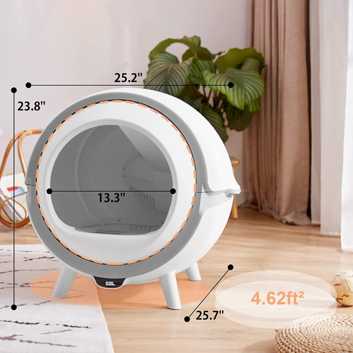 FRAPOW Self-Cleaning Automatic Cat Litter Box, No Scooping, Safety Protection Extra Large Cabin Weight Sensor APP Control Timer & Washable Cleaning Cabin