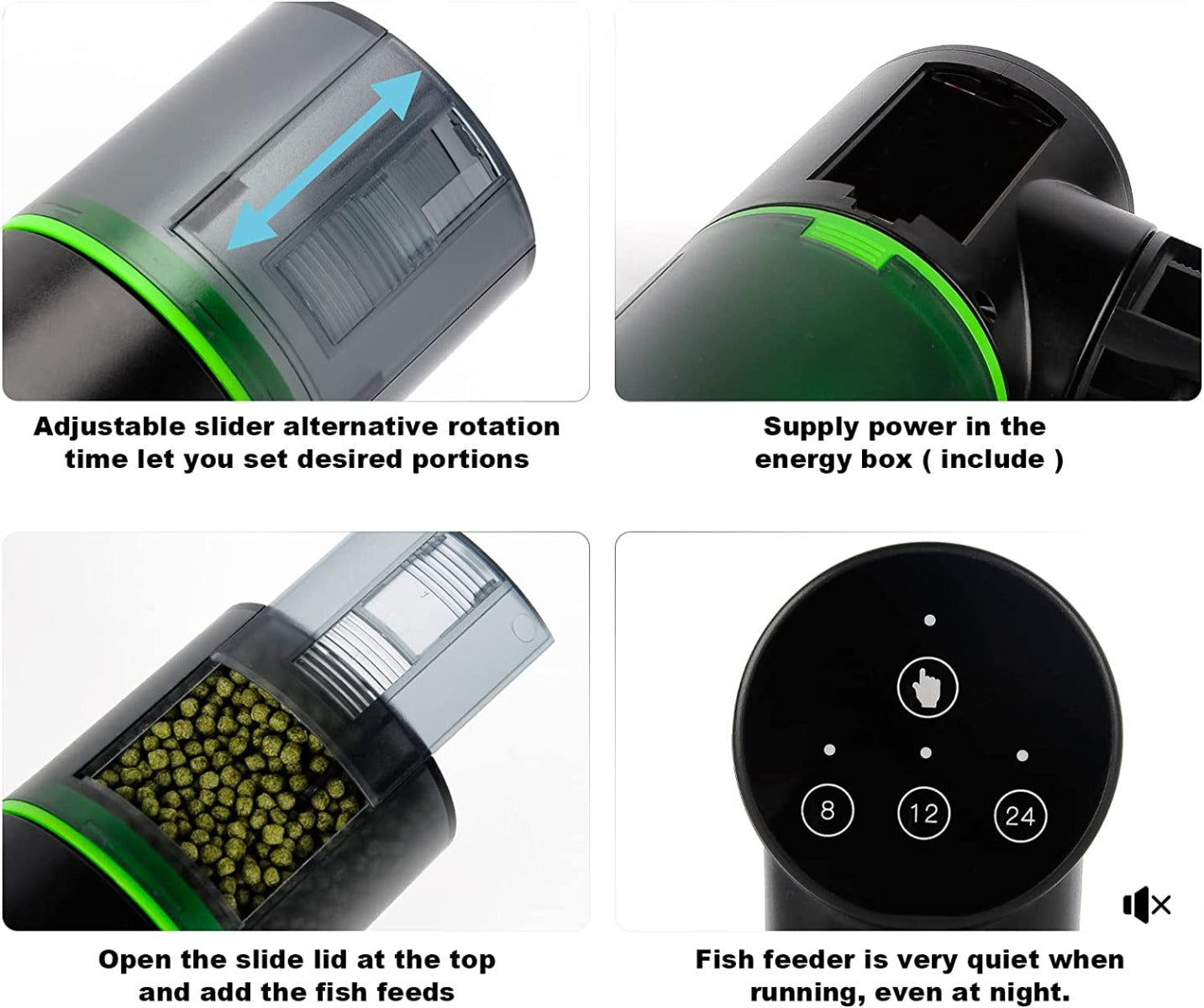 FREESEA Aquarium Automatic Fish Feeder for Fish Tank Electric Adjustable Auto Fish Food Dispenser 0.05 Gal & Two Fixed Methods