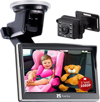 Funle AHD 1080P 5" Back Seat Baby Car Camera Monitor with Night Vision for Newborn Children Infants Kids