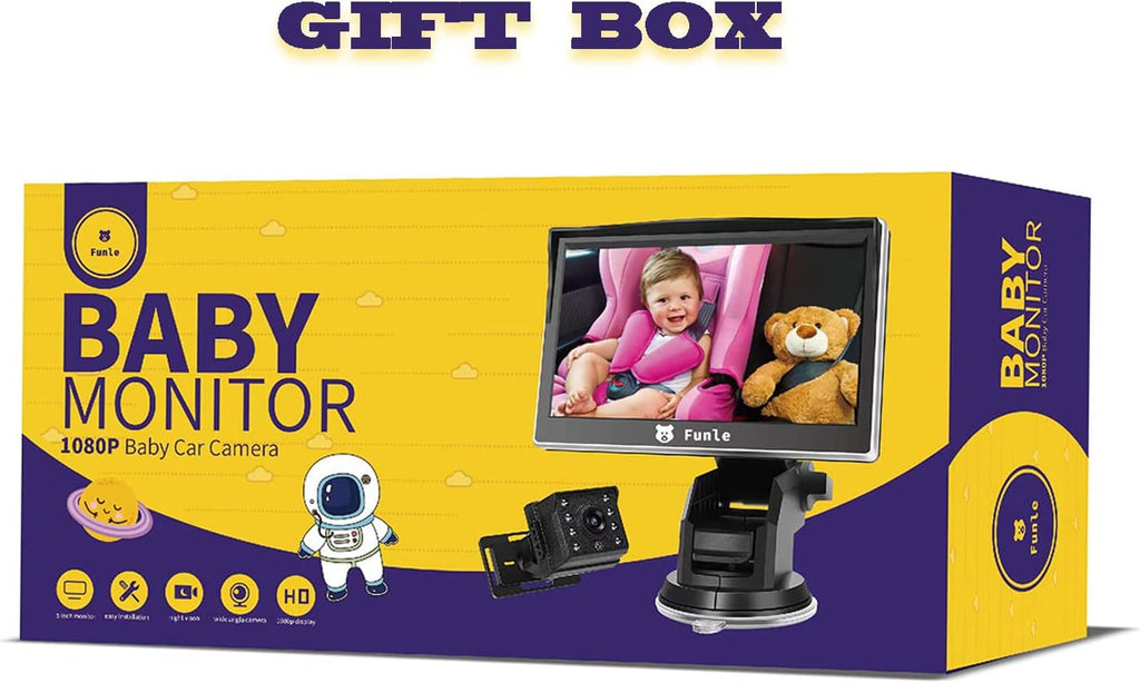 Funle AHD 1080P 5" Back Seat Baby Car Camera Monitor with Night Vision for Newborn Children Infants Kids