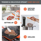 All In One Sous-Vide-Machine 1000W, 20 Sous Vide Reusable Vacuum Bags, Electric Pump, Sous Vide Clips, Cookbook